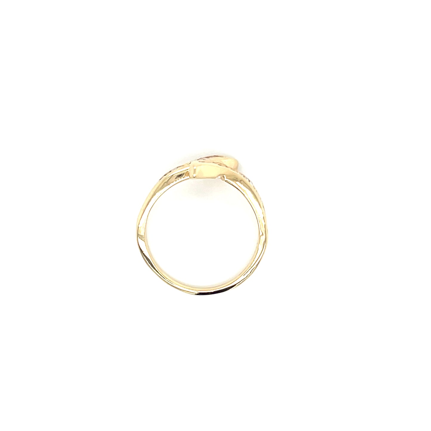 Bypass Fashion Ring with Channel Set Diamonds in 14K Yellow Gold. Top View.
