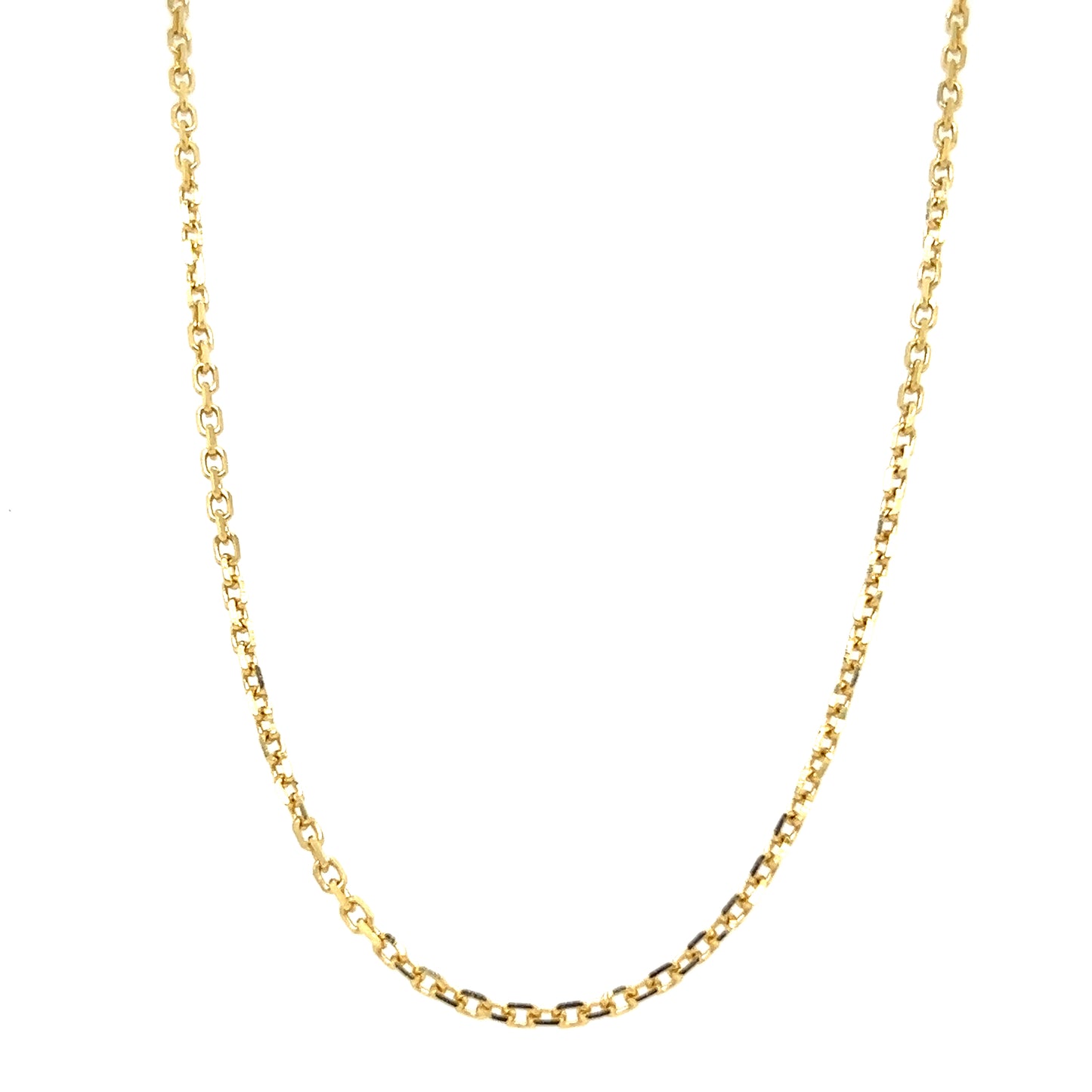 Diamond-cut Cable Chain 1.9mm with 16in of Length in 14K Yellow Gold. Front View