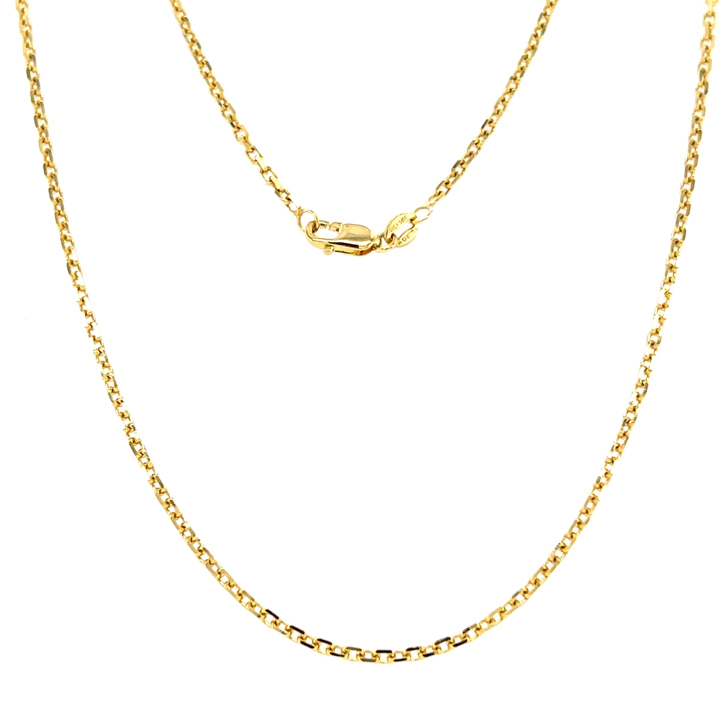 Diamond-cut Cable Chain 1.9mm with 16in of Length in 14K Yellow Gold. Full Chain Front View