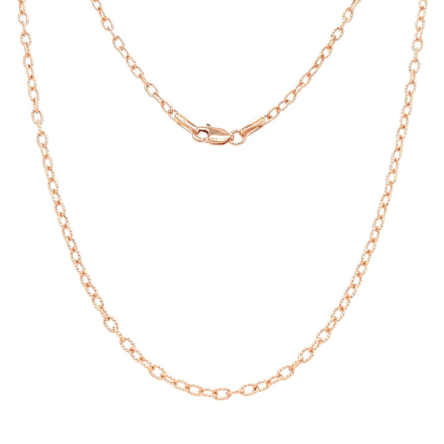 Fancy Rolo Chain 2.3mm with 18in of Length in 14K Rose Gold Full Chain View