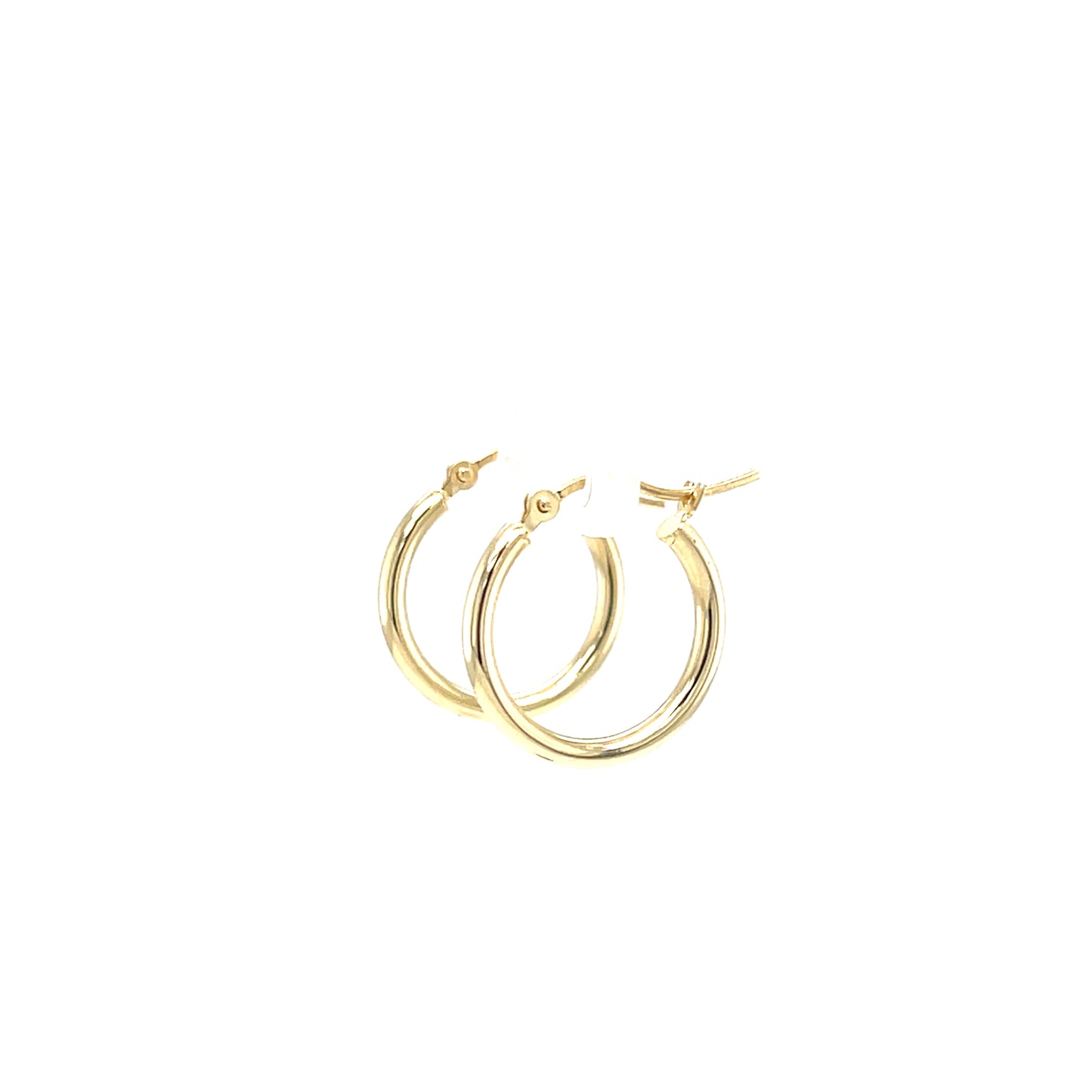 Round Hoop 17.5mm Earrings with 2mm Width in 14K Yellow Gold. Other Angle View