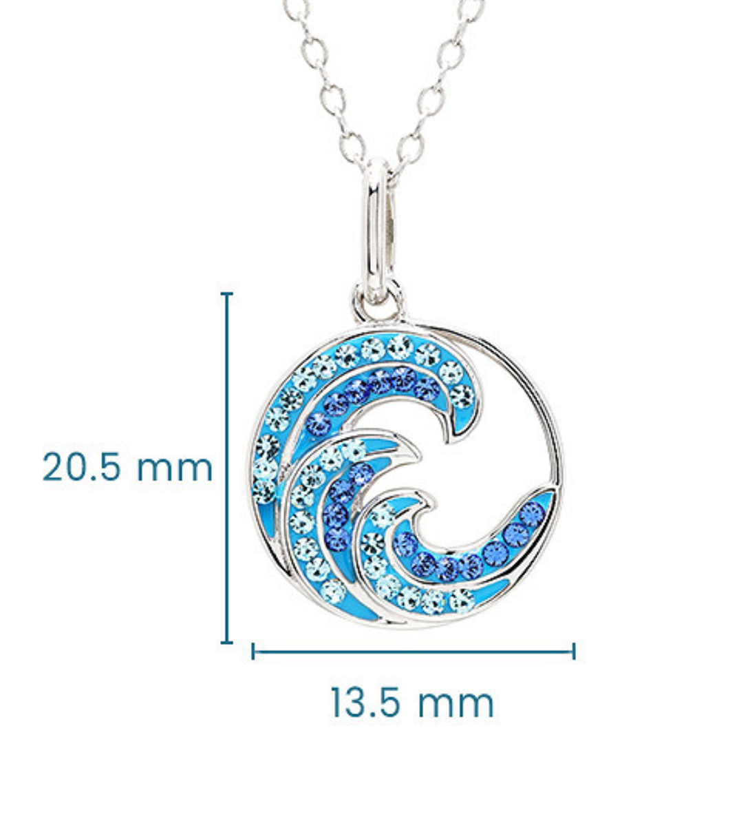 Sterling Silver Blue Crystal Wave Mini Necklace