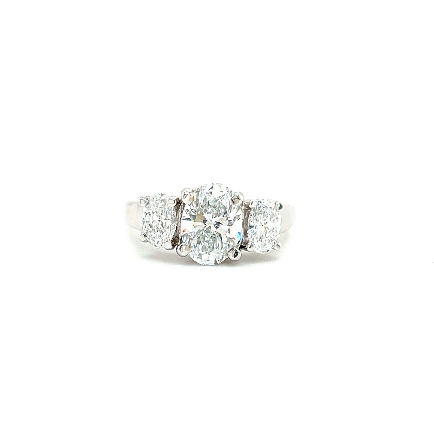 Three Stone Diamond Ring with 2.25ctw of Lab Grown Diamonds in 14K White Gold Front View Alternative