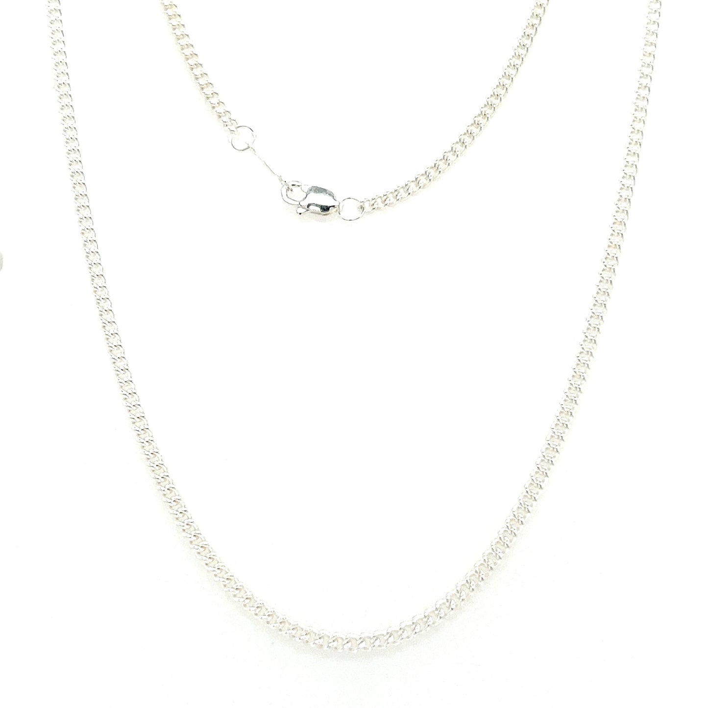 Curb Chain 2.25mm with 24in of Length in Sterling Silver Full Chain Front View