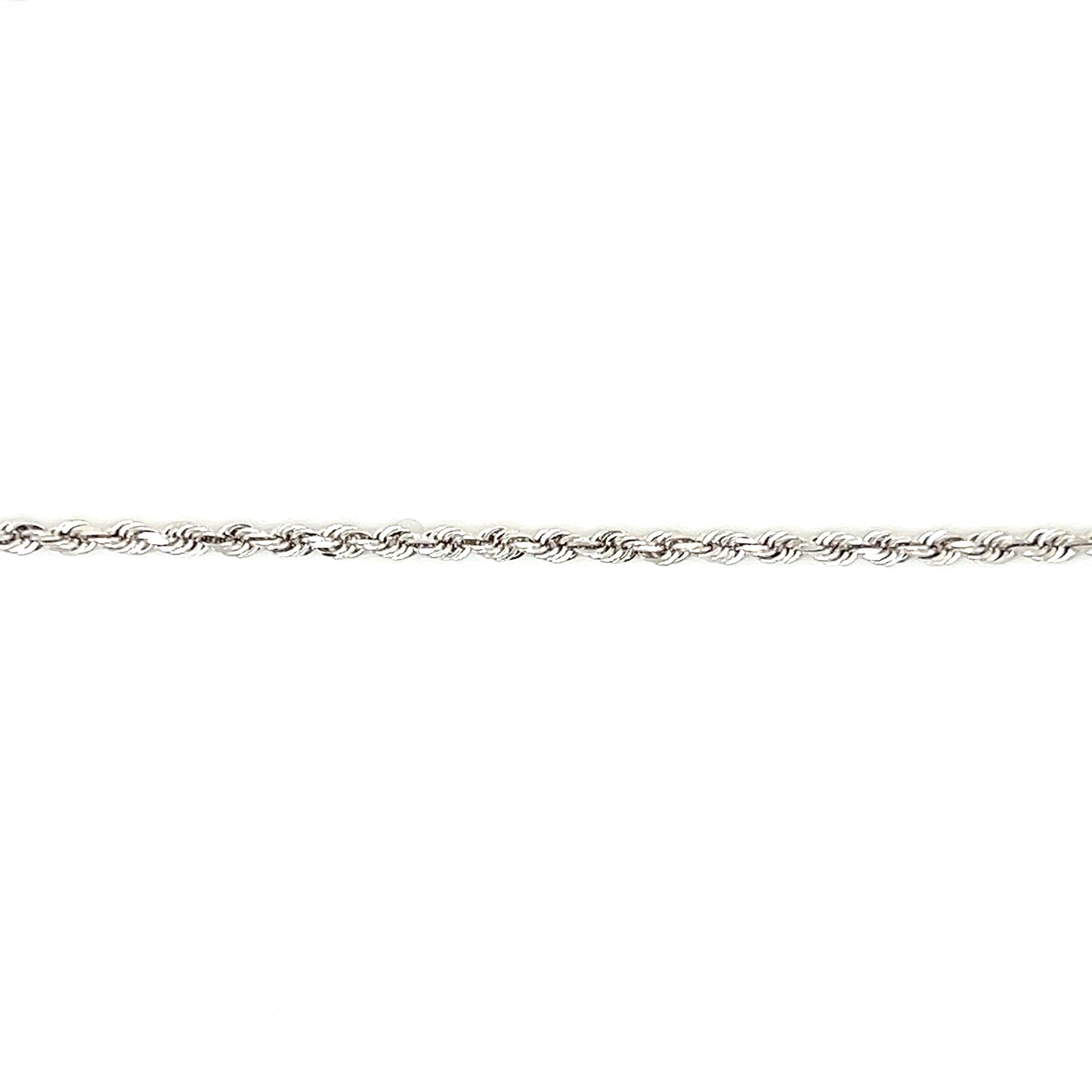Diamond-cut Rope Chain 2mm with 16in of Length in 14K White Gold. Chain View