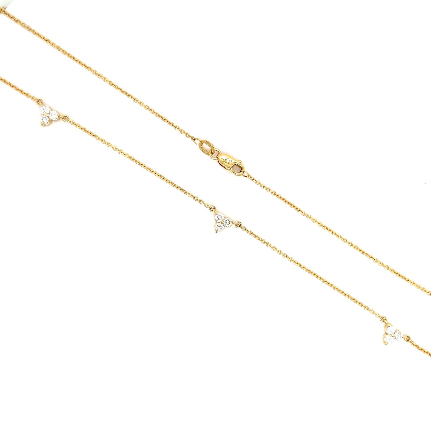 Diamond Trio Station Necklace with 0.98CTW of Diamonds in 14K Yellow Gold Alternative View