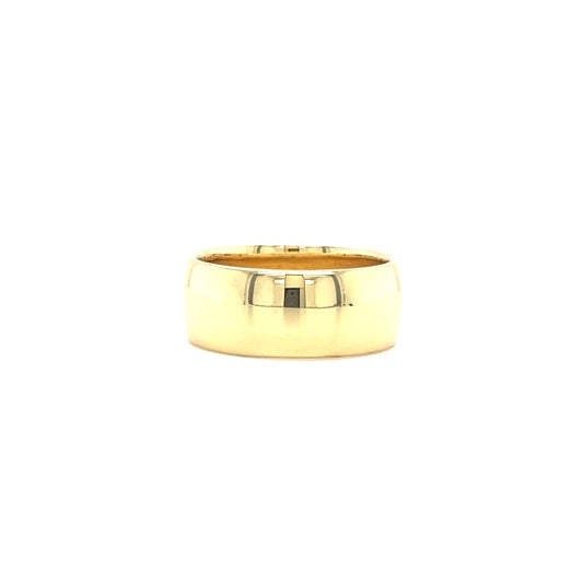 Half Round 8mm Ring with Standard Fit in 14K Yellow Gold Front View