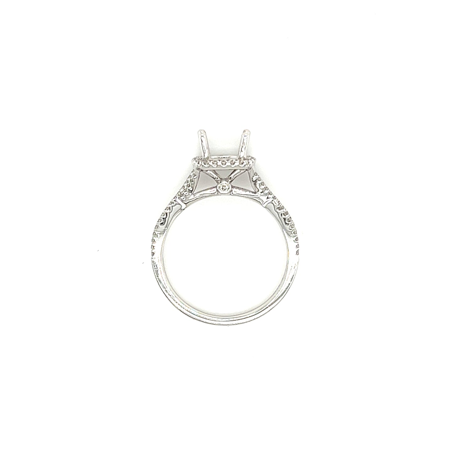 Cross Over Diamond Ring Setting with 0.3ctw of Diamonds in 14K White Gold Top View