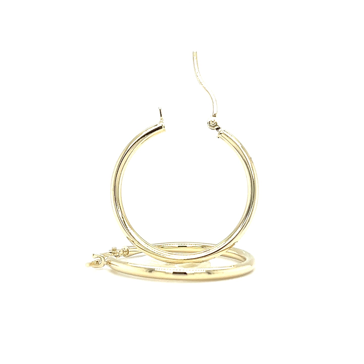 Round Hoop 25mm Earrings with 2mm Width in 14K Yellow Gold