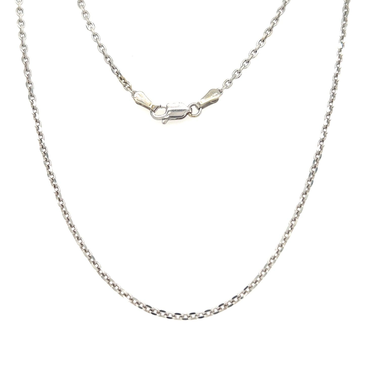 Cable Chain 2.1mm with 16in Length in 14K White Gold Full Chain Front View