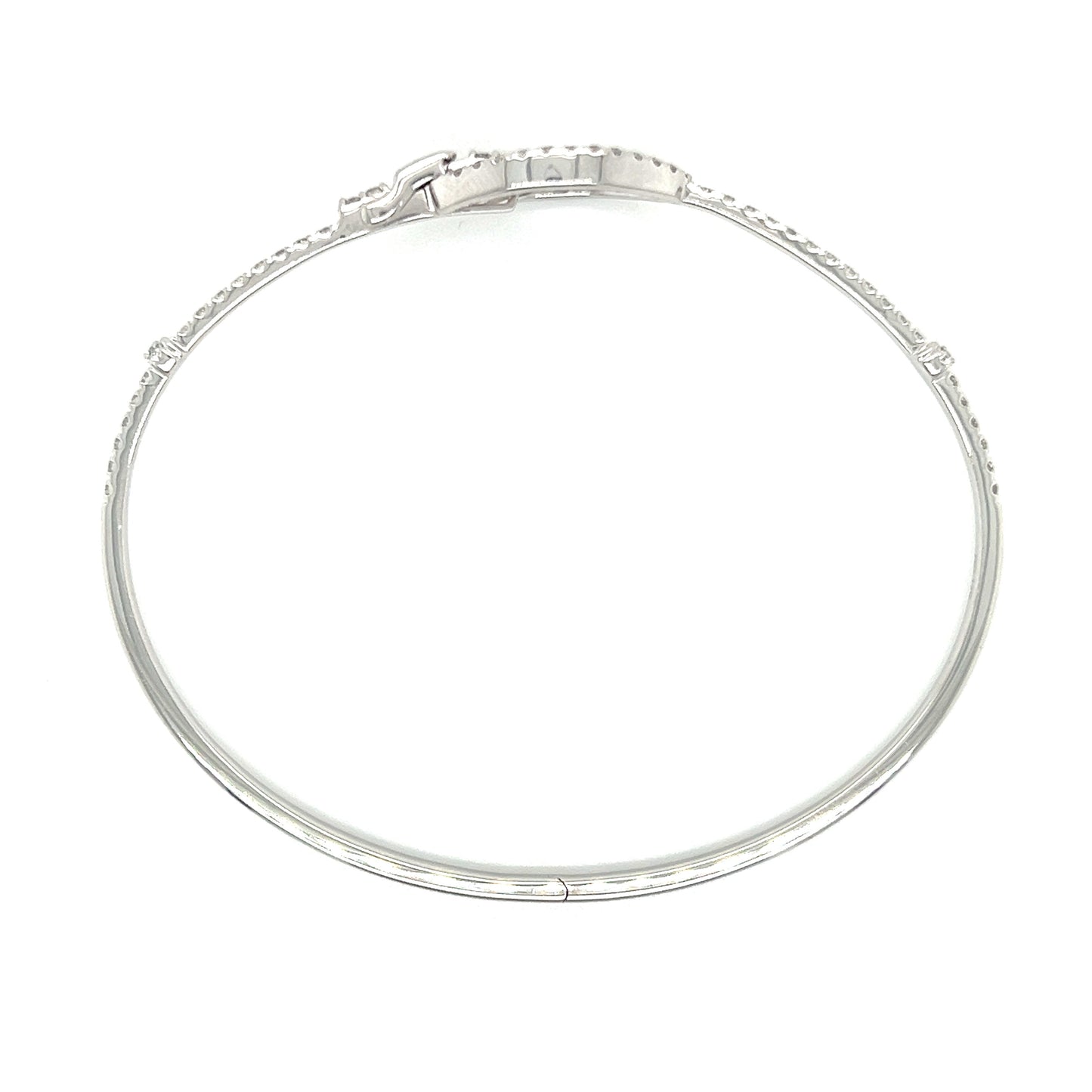 Diamond Buckle Bangle Bracelet with 0.88CTW of Diamonds in 14K White Gold Top View with Closed Clasp