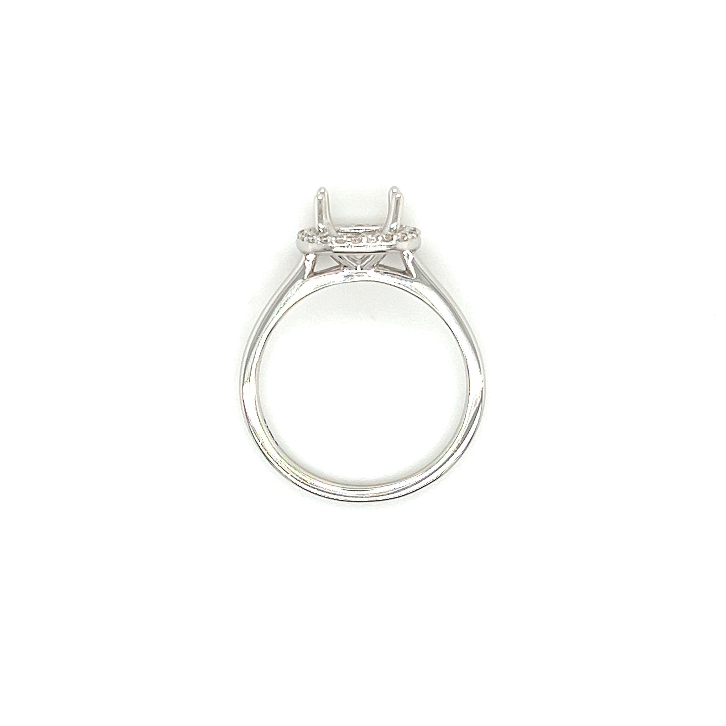 Engagement Ring Setting with Cushion Diamond Halo in 14K White Gold Top View