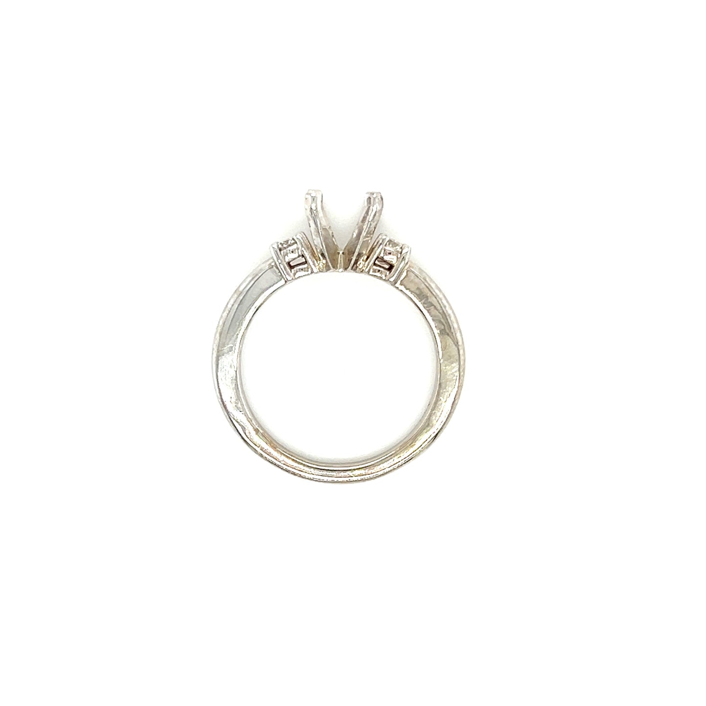 Three Stone Ring Setting with 0.12ctw of Diamonds in 14K White Gold Top View