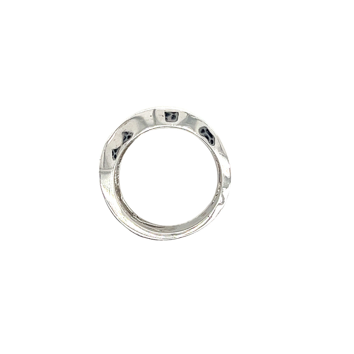Fashion 14mm Ring with Wavy Open Work in Sterling Silver Top View