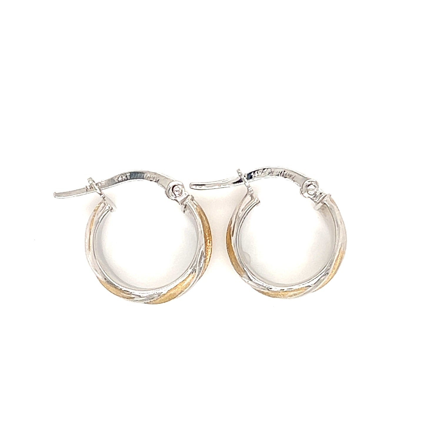 Hoop Earrings in Two-Tone 14K Gold Top View