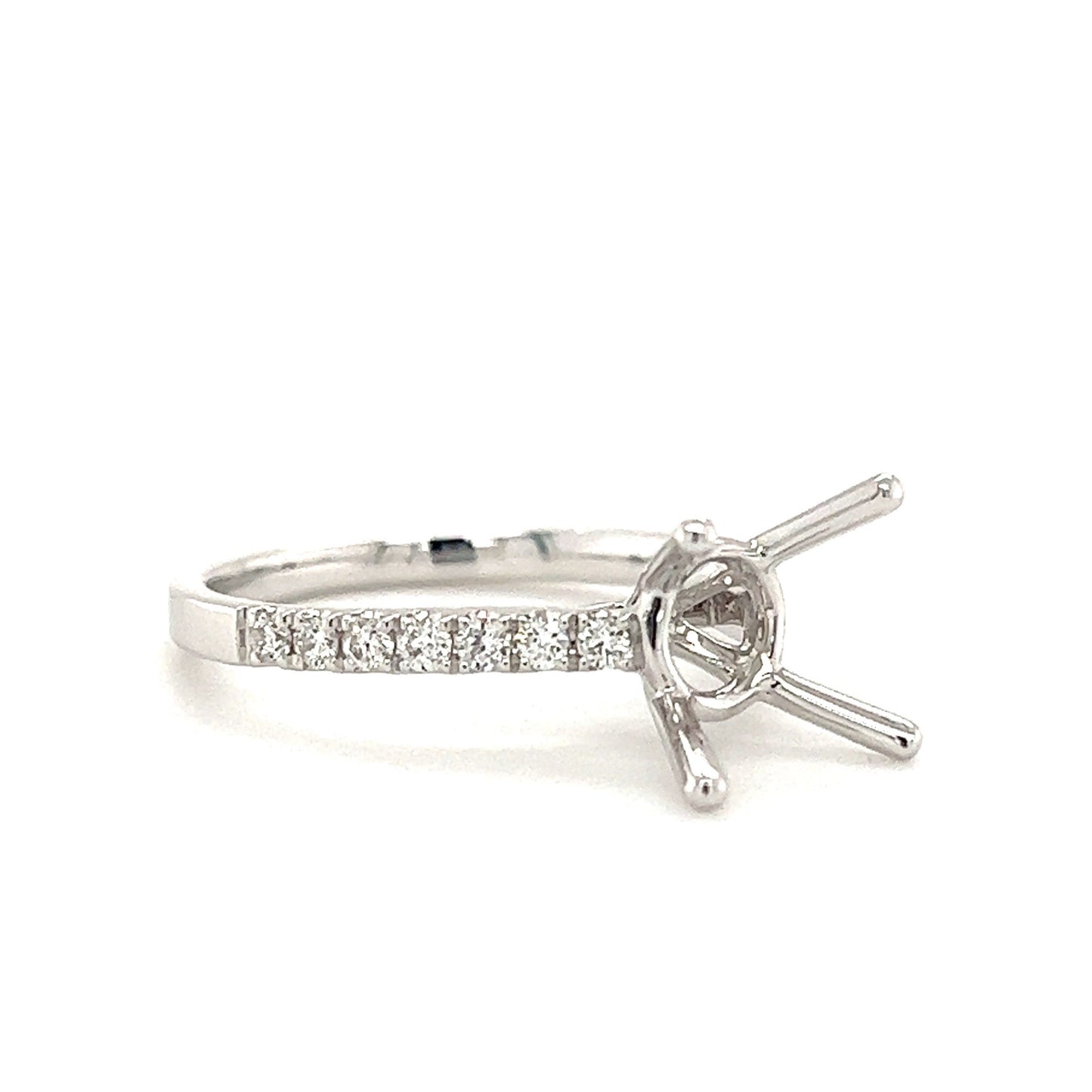 Diamond Ring Setting in 14K White Gold Left Side View