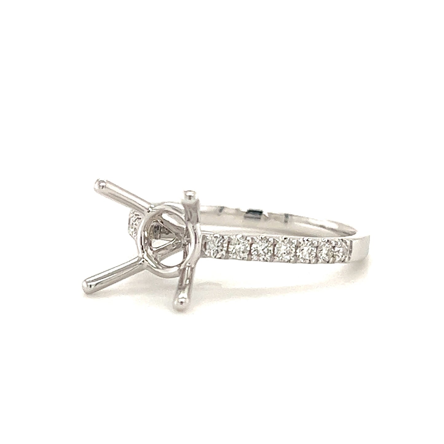 Diamond Ring Setting in 14K White Gold Right Side View