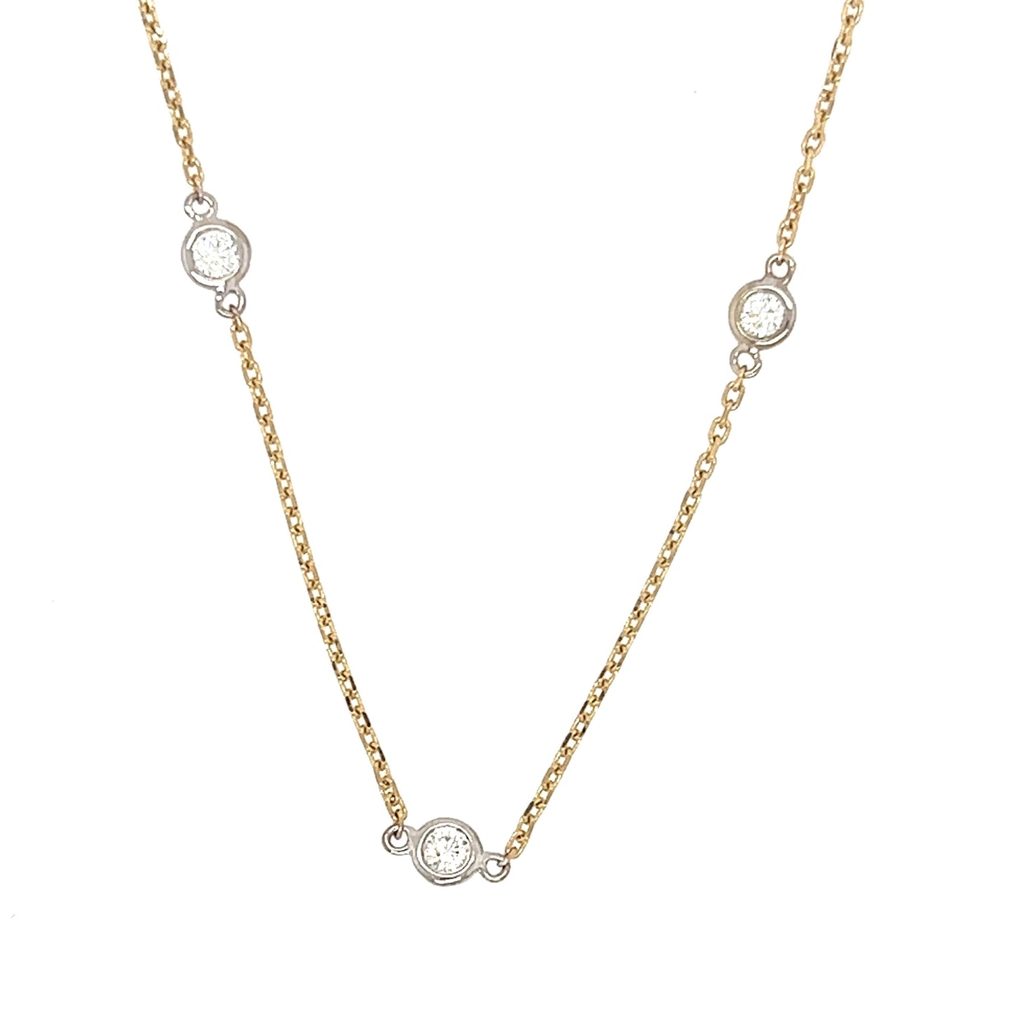 Diamond Station Necklace in 14K Yellow Gold