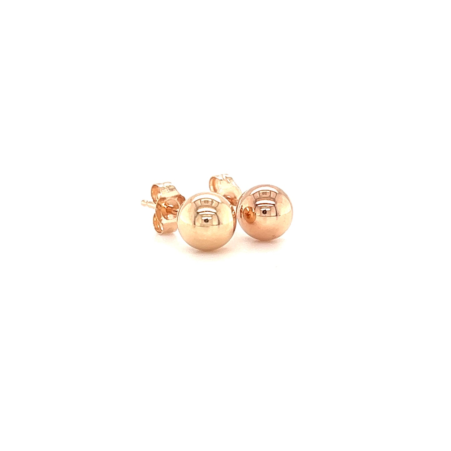 Ball 5mm Stud Earrings in 14K Gold Left Side View