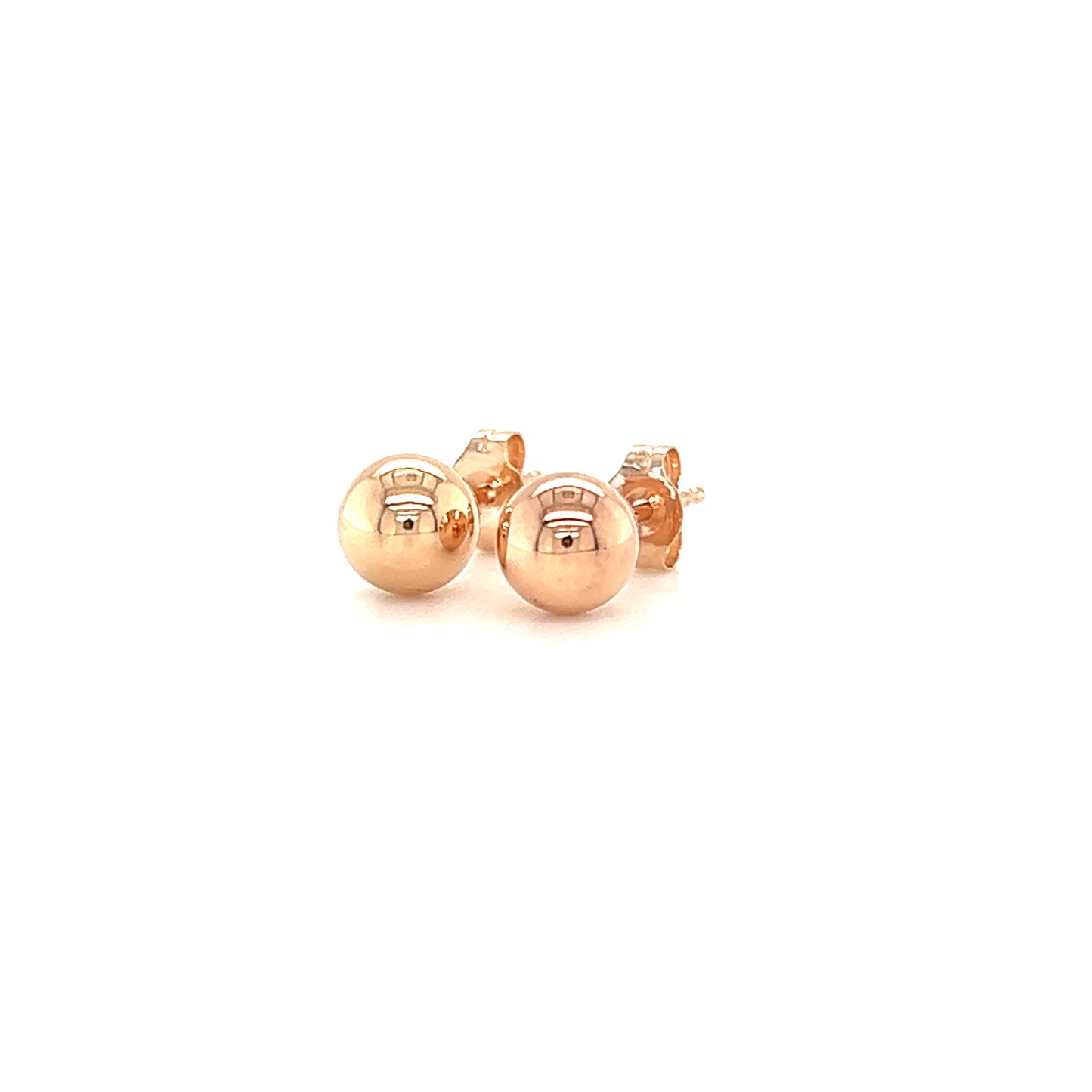 Ball 5mm Stud Earrings in 14K Gold Right Side View