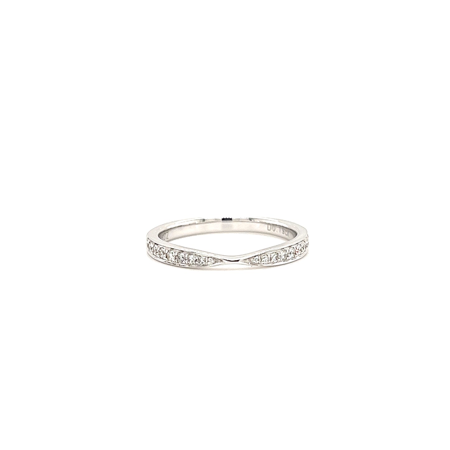 Diamond Ring with Eighteen Diamonds in 18K White Gold Front View