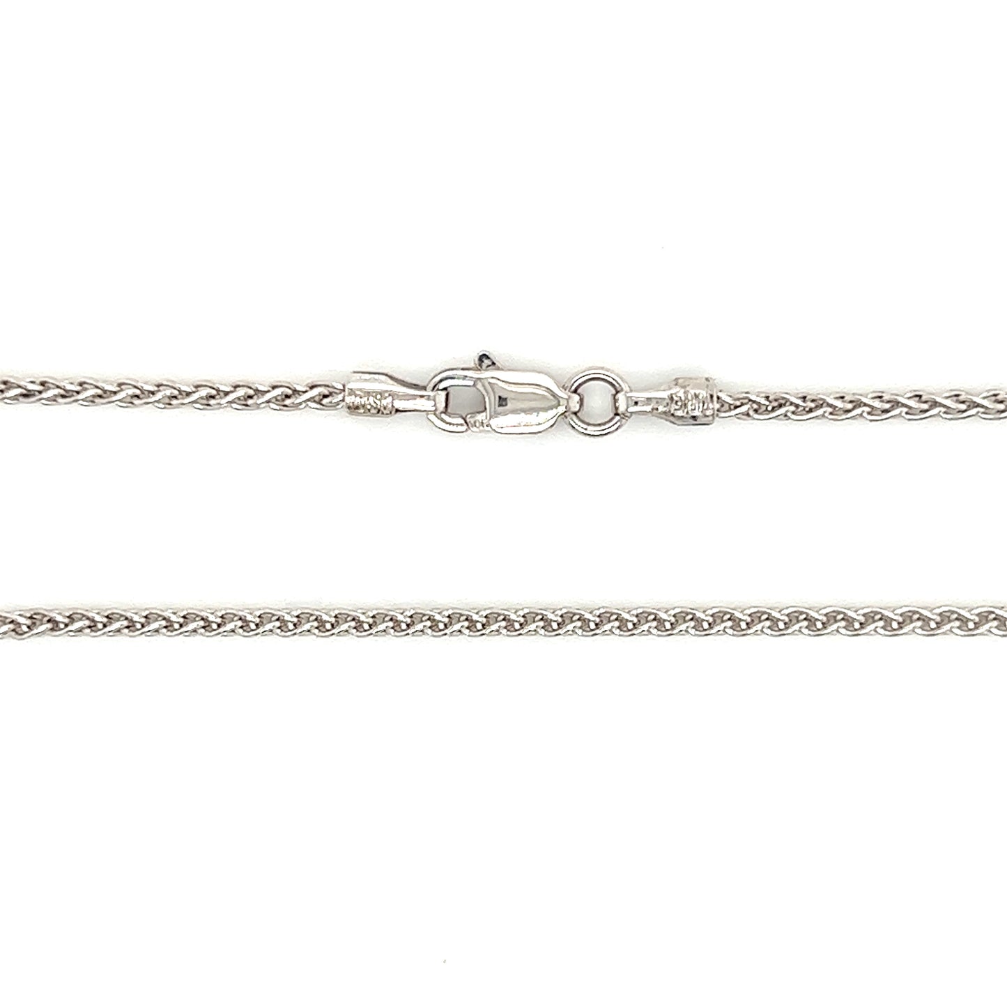 Wheat Chain 1.65mm with 16in Length in 10K White Gold Chain and Clasp View