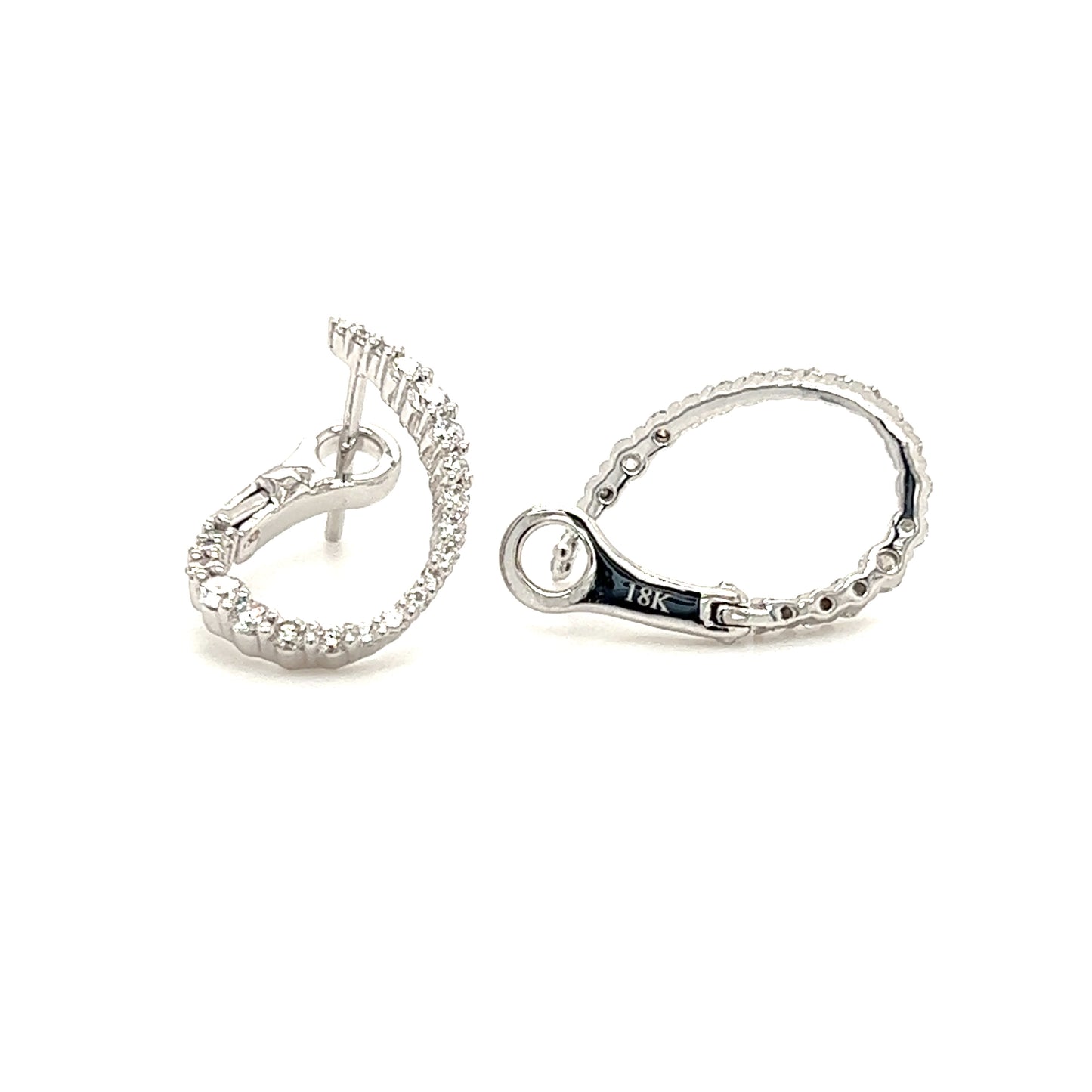 Swirled Diamond Hoop Earrings with 0.45ctw of Diamonds in 18K White Gold Front and Back Side