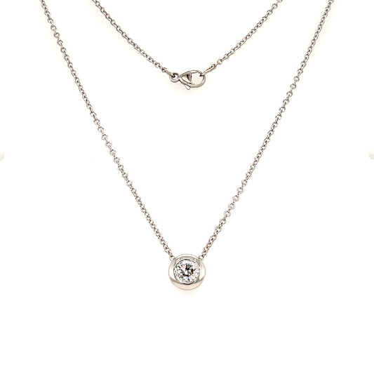 Bezel Diamond Necklace with 0.6ct of Diamonds in 14K White Gold Front View