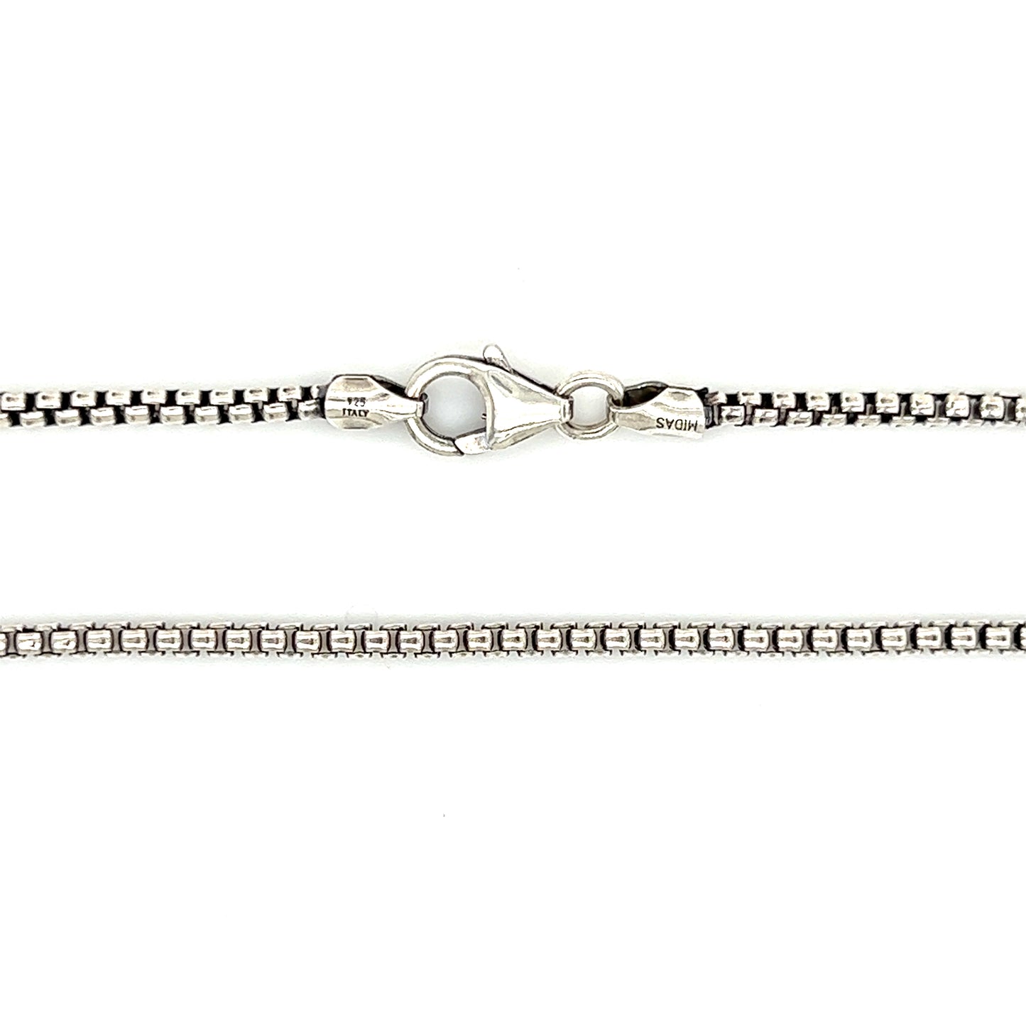 Oxidized Box 2.1mm Chain with 20in of Length in Sterling Silver Chain and Clasp View