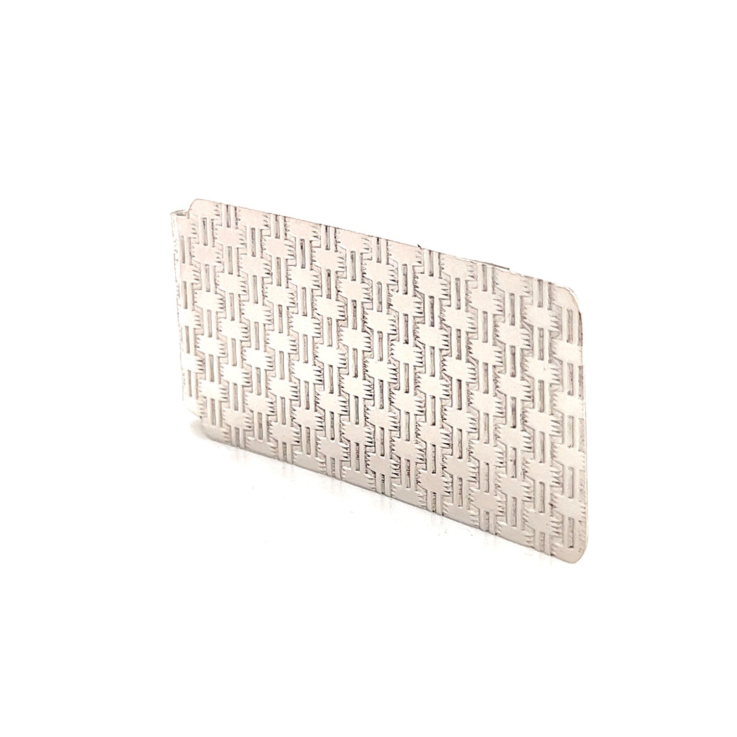 Money Clip With Cross-Hatch Pattern in Sterling Silver Angle View