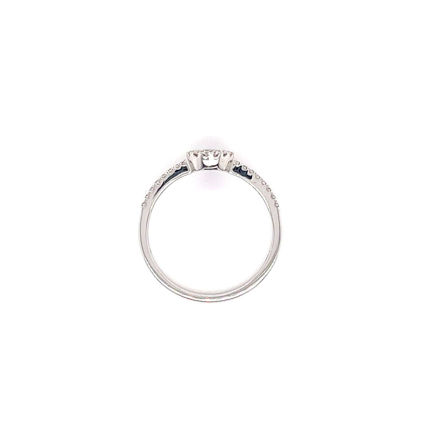 Sapphire Bezel Ring with Diamond Halo in 14K While Gold Top View