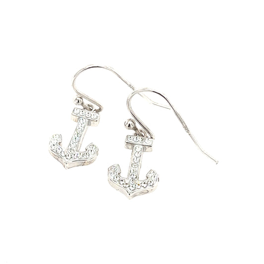 Anchor Drop Earrings in Sterling Silver