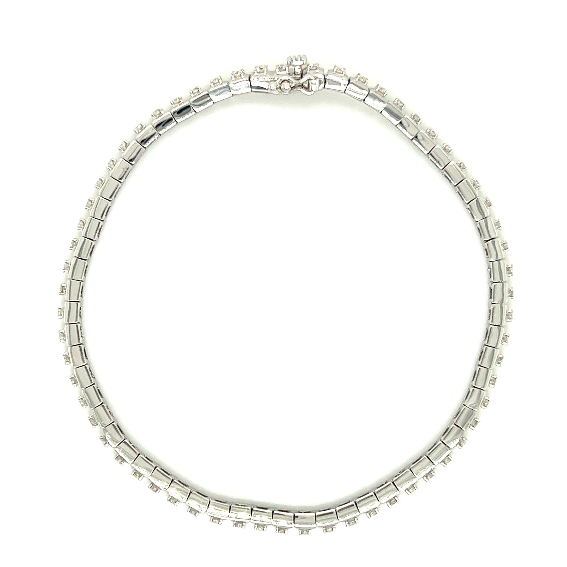 Diamond Link Bracelet with 1.0ctw of Diamonds in 14K White Gold Full Bracelet Top View