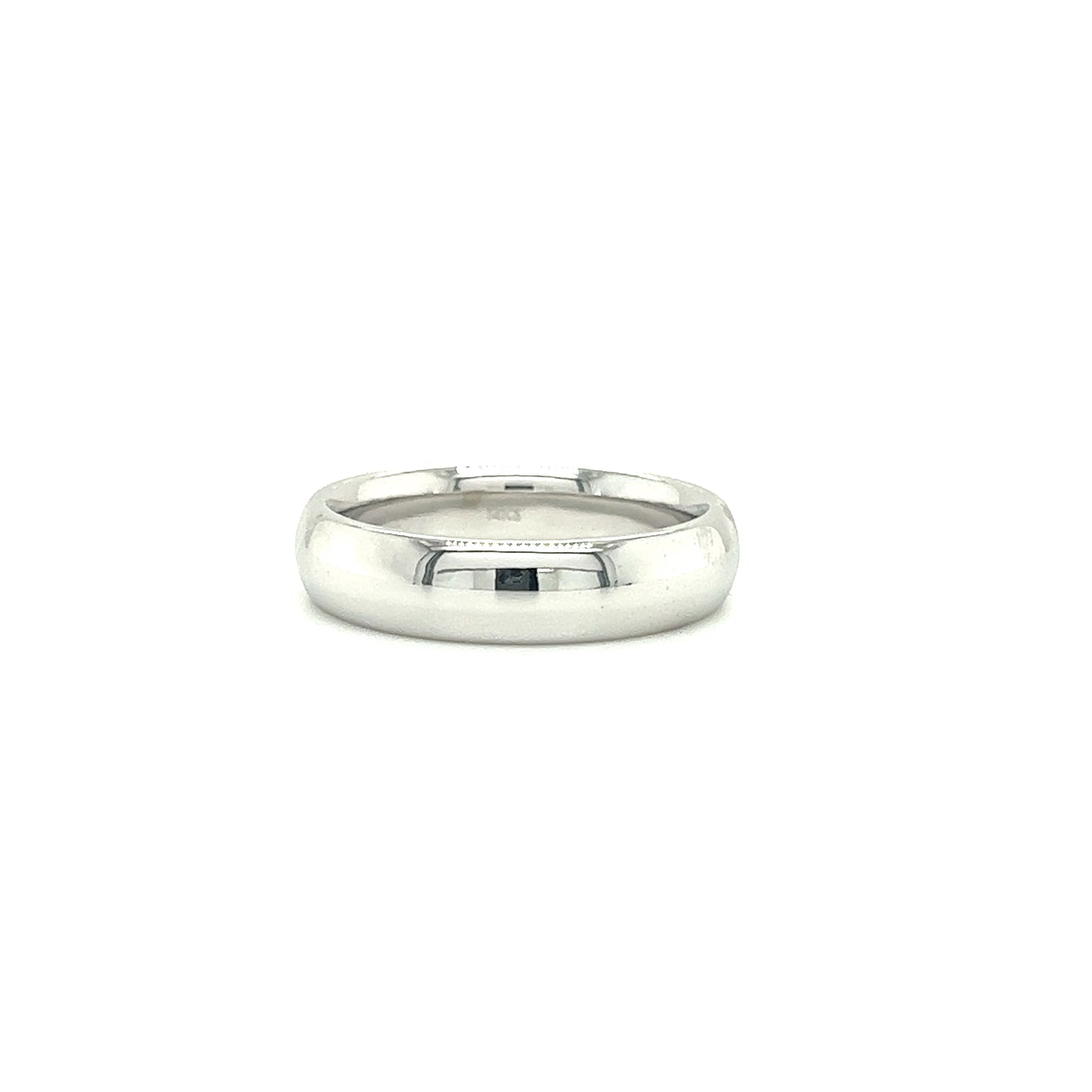 Half Round 5mm Ring with Comfort-fit in 14K White Gold Front View