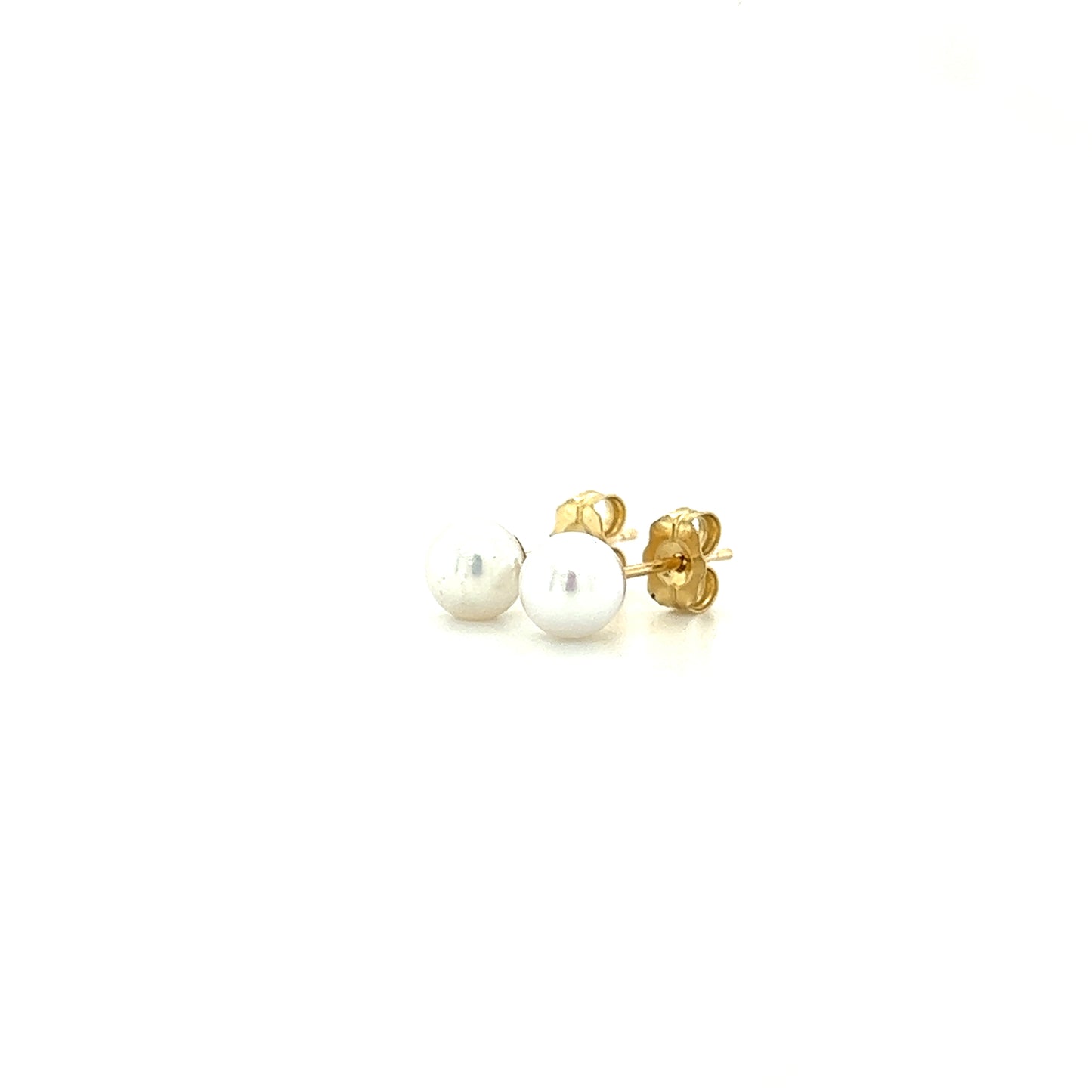 Pearl 5mm Stud Earrings in 14K Gold Right Side View