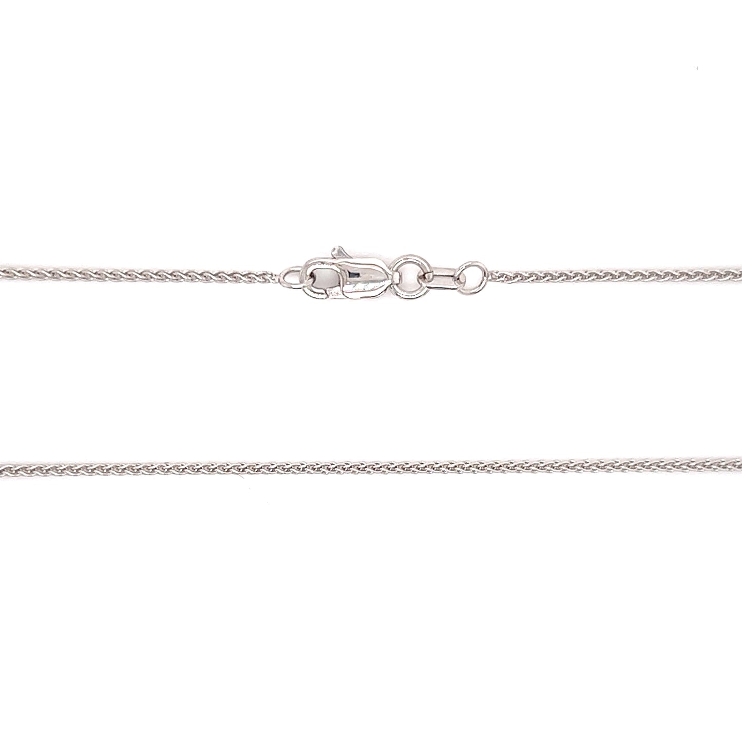 Round Wheat Chain 1.05mm with 16 Inches of Length in 10K White Gold Chain and Clasp View