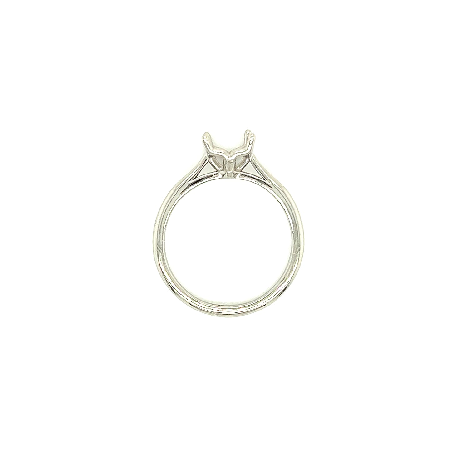 Solitaire Ring Setting with Four Prong Head in Platinum Top View