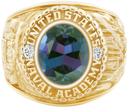 USNA Class Ring Mod Classic M1 Alexandrite and Diamond Dividers