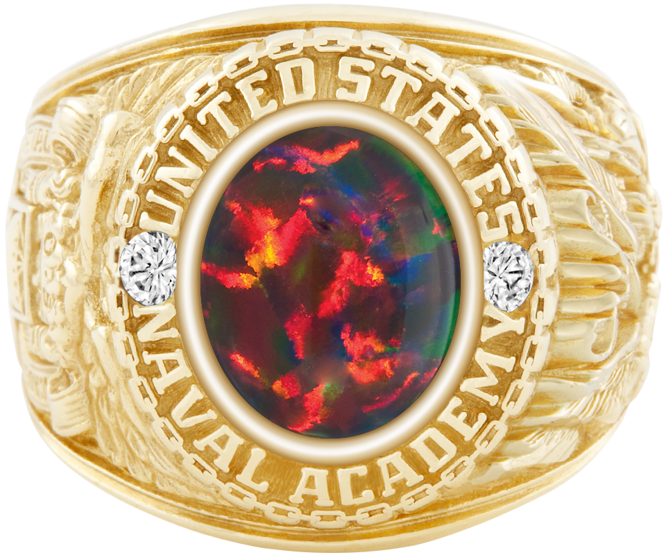 USNA Class Ring Mod Classic M1 Black Opal Diamond Dividers