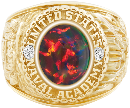 USNA Class Ring Mod Classic M1 Black Opal Diamond Dividers