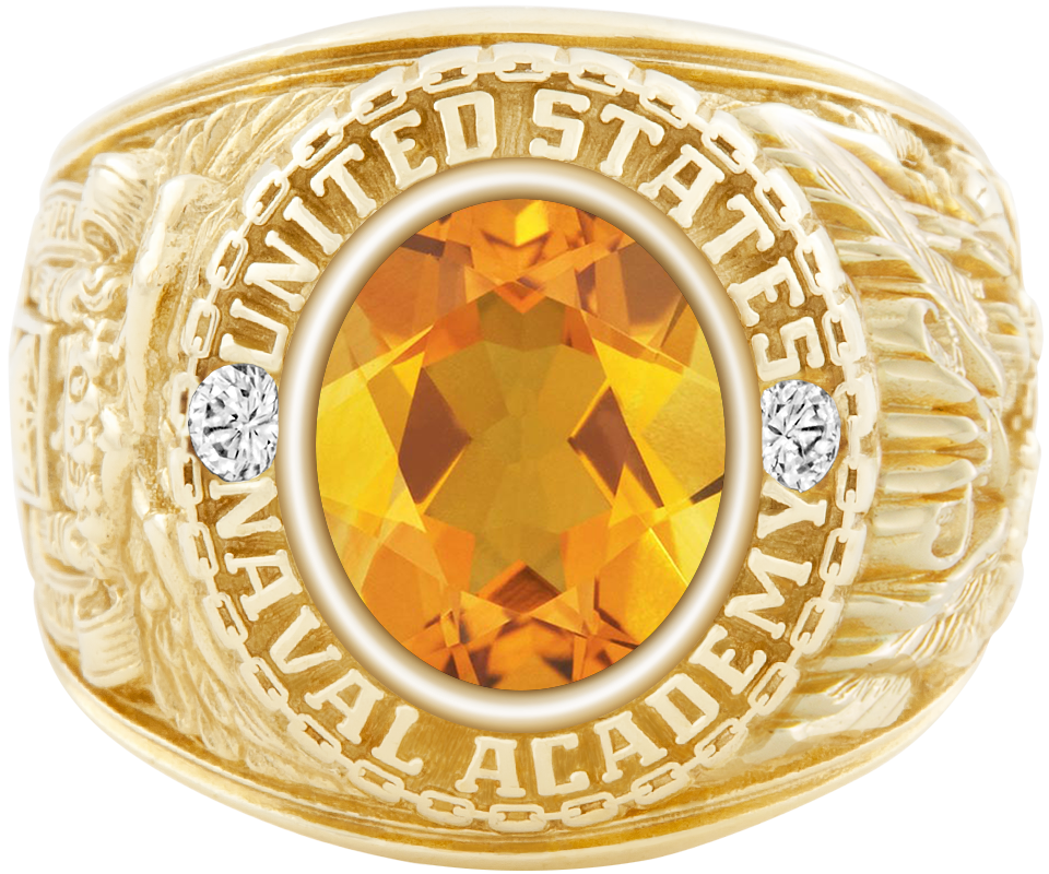 USNA Class Ring Mod Classic M1 Citrine Diamond Dividers