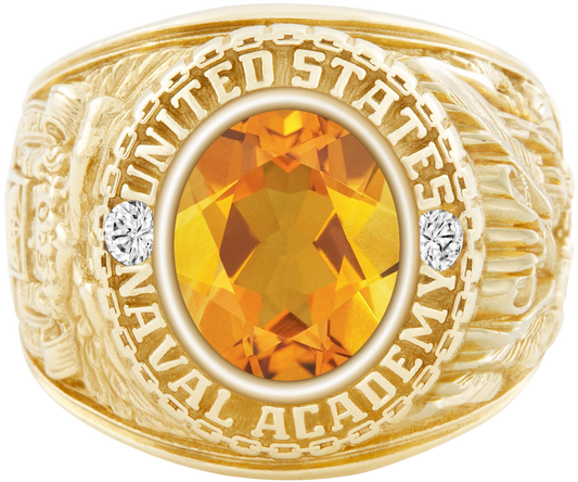 USNA Class Ring Mod Classic M1 Citrine Diamond Dividers