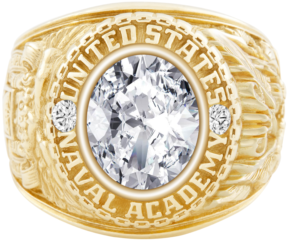 USNA Class Ring Mod Classic M1 Diamond Diamond Dividers