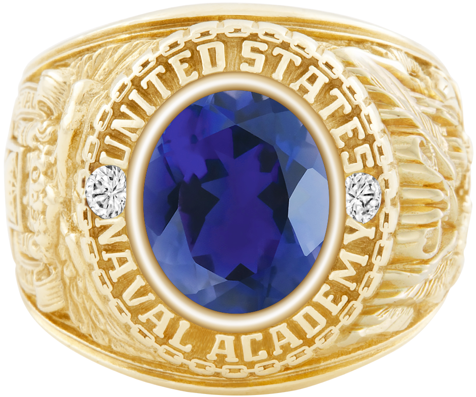 USNA Class Ring Mod Classic M1 Iolite Diamond Dividers
