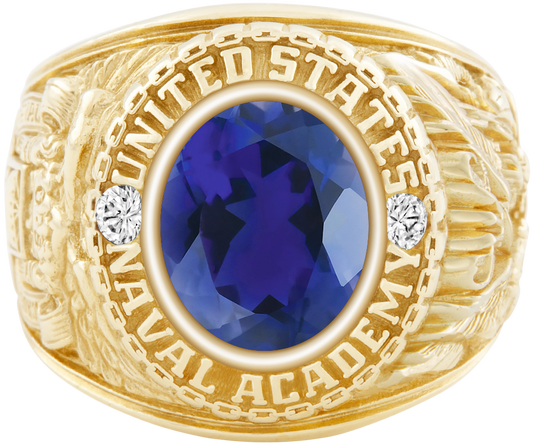 USNA Class Ring Mod Classic M1 Iolite Diamond Dividers