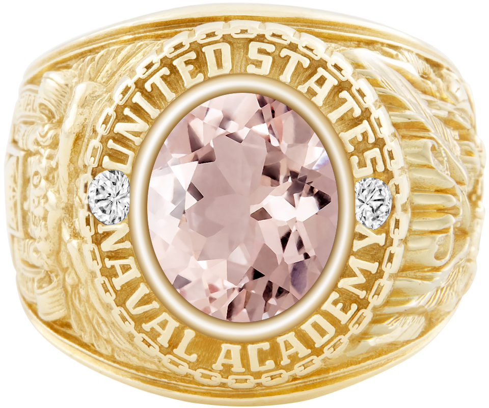 USNA Class Ring Mod Classic M1 Morganite Diamond Dividers