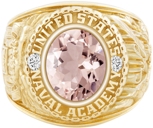 USNA Class Ring Mod Classic M1 Morganite Diamond Dividers