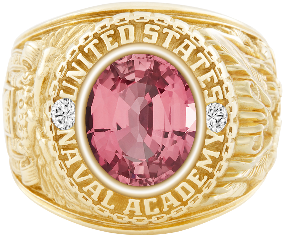 USNA Class Ring Mod Classic M1 Pink Sapphire Diamond Dividers