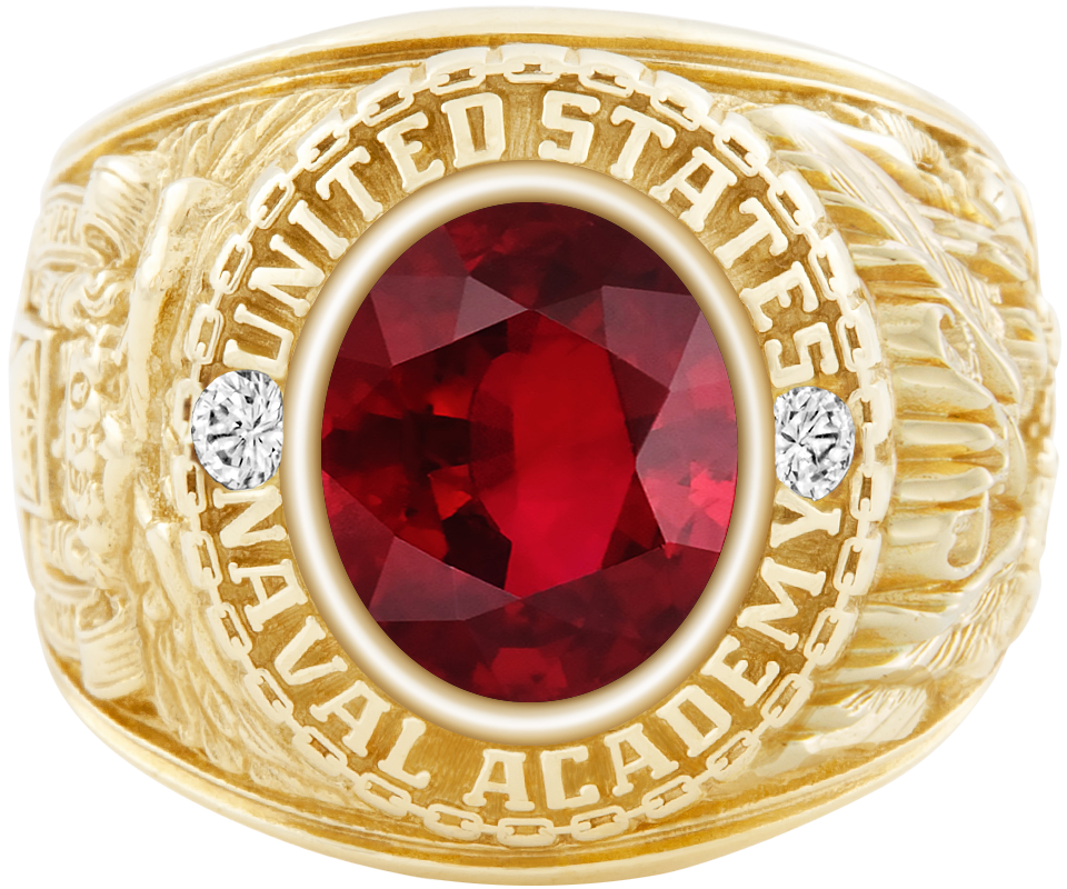 USNA Class Ring Mod Classic M1 Ruby Diamond Dividers