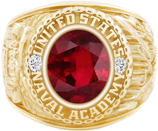 USNA Class Ring Mod Classic M1 Ruby Diamond Dividers